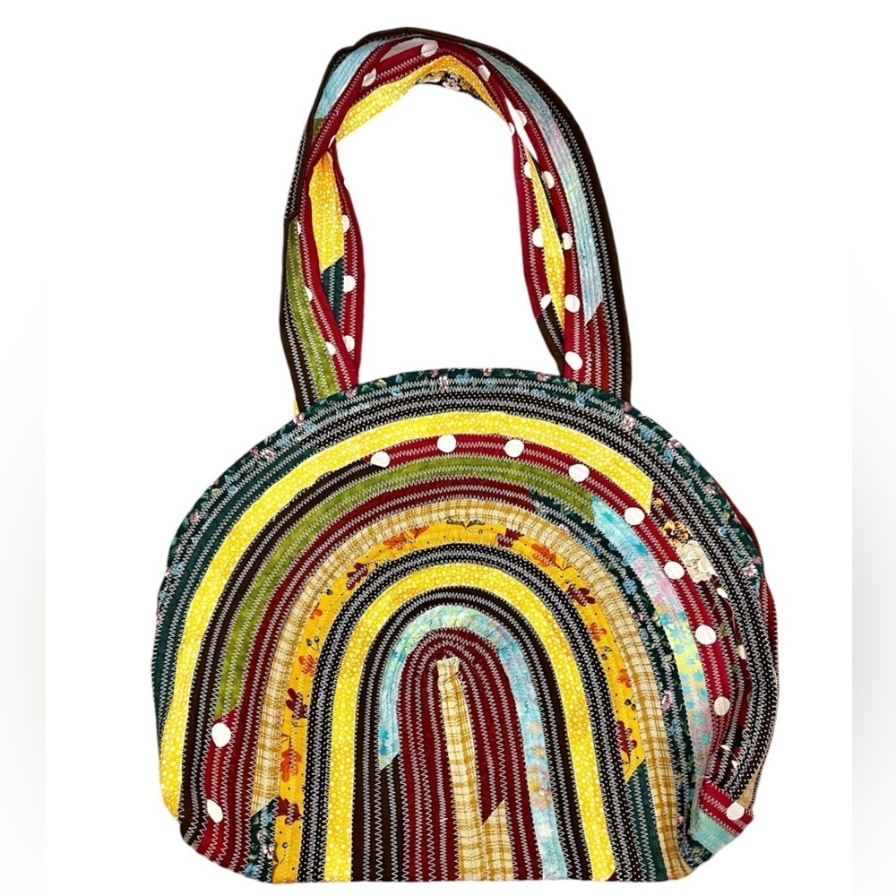 Handmade Multi-Pattern Stitched Somewhere Over the Rainbow Shoulder Bag - Picture 2 of 7
